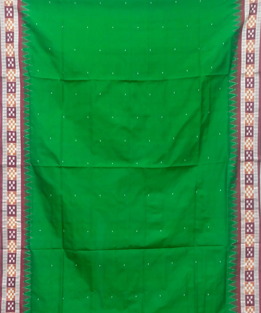 Green and maroon handwoven bomkai silk saree