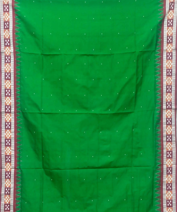 Green and maroon handwoven bomkai silk saree