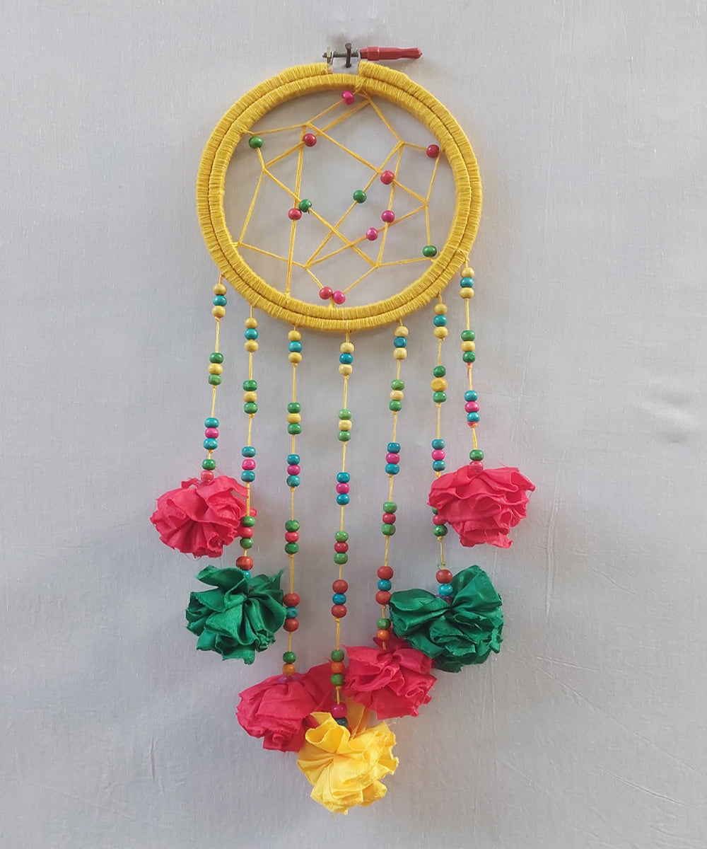 Yellow handcrafted wooden dream catcher