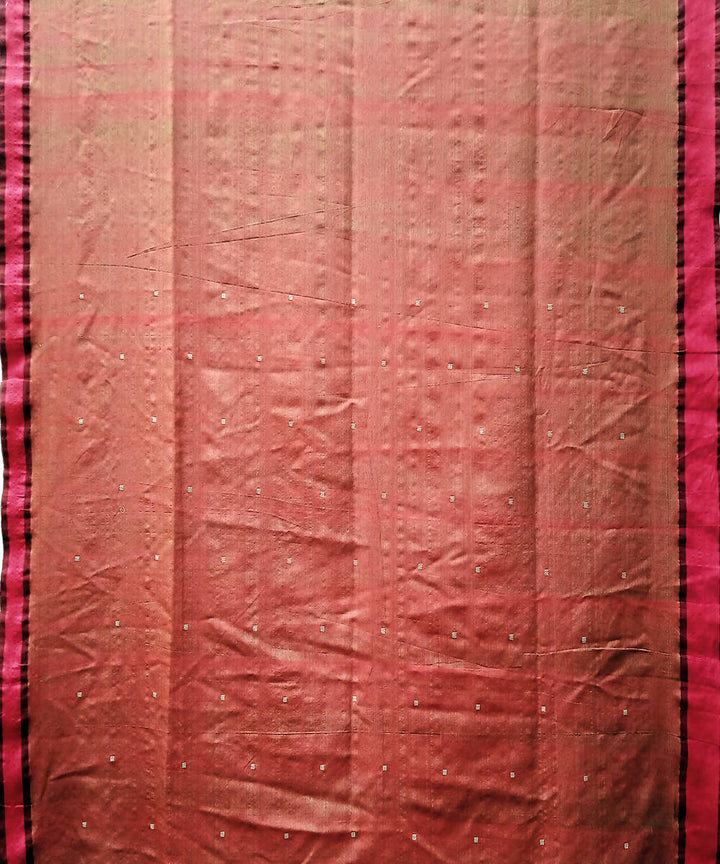 Brick brown handwoven extra weft cotton silk saree