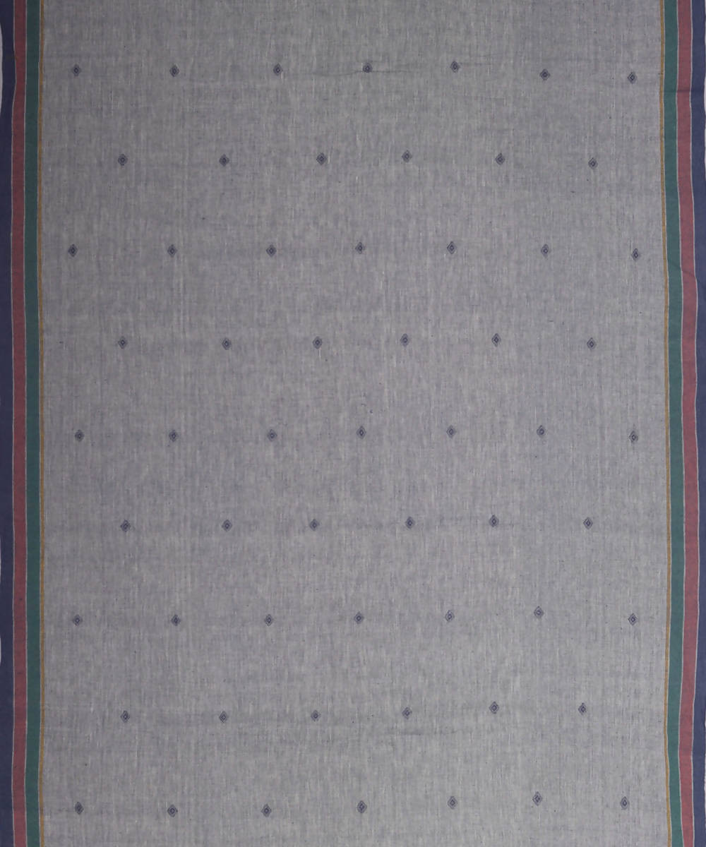 Blue handwoven kutchi weave kala cotton saree