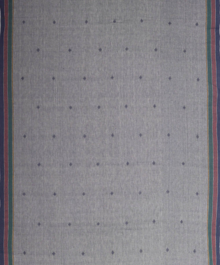 Blue handwoven kutchi weave kala cotton saree