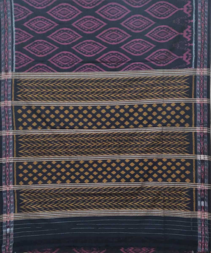 Black mahogany handwoven nuapatana ikat cotton saree