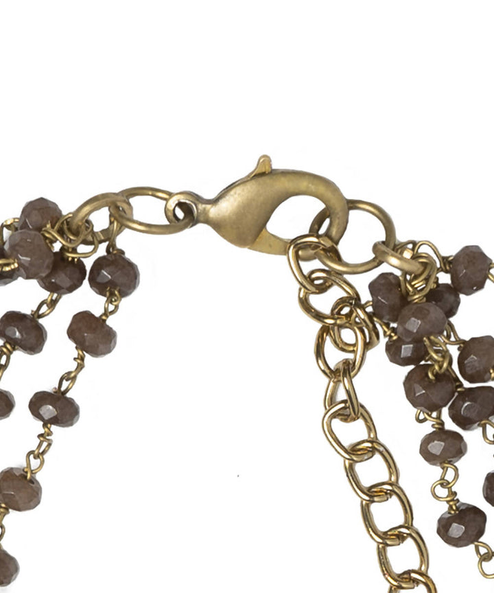 Brown handcrafted multi strand genuine semi precious gemstone necklace