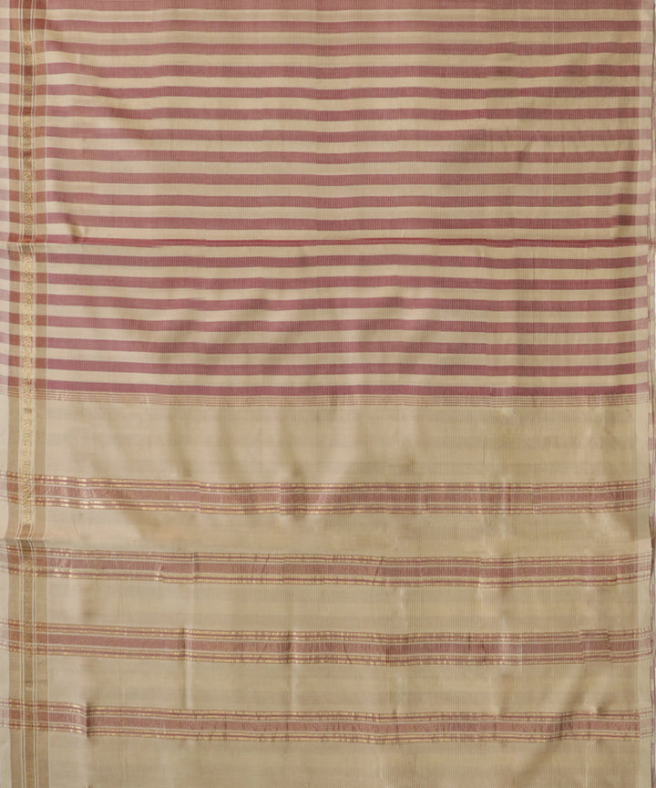 Brown yellow stripes handwoven cotton rajahmundry saree