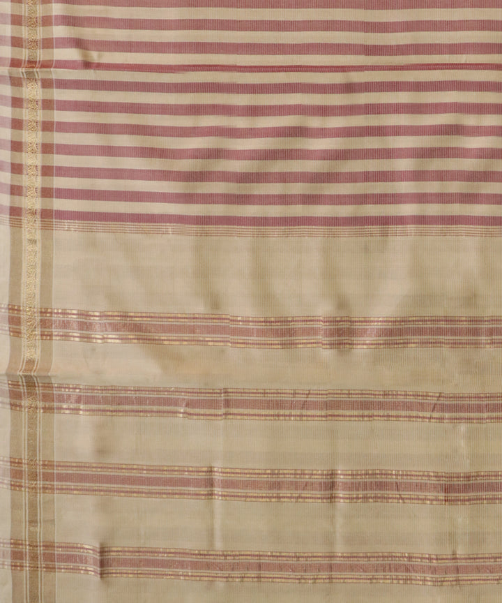 Brown yellow stripes handwoven cotton rajahmundry saree