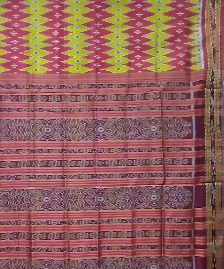 Multicolor maroon handwoven silk khandua saree