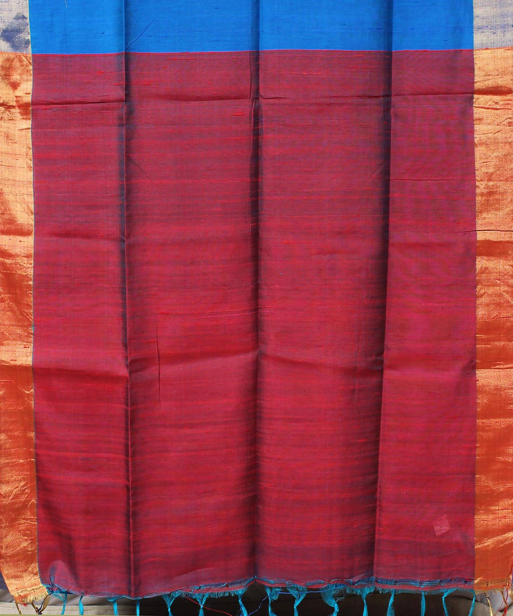 sky blue karnataka handwoven raw silk saree