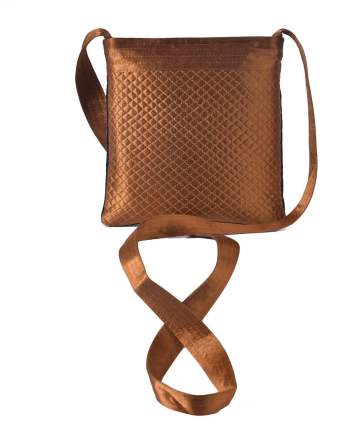 Coffee hand embroidery mashroo cross body bag