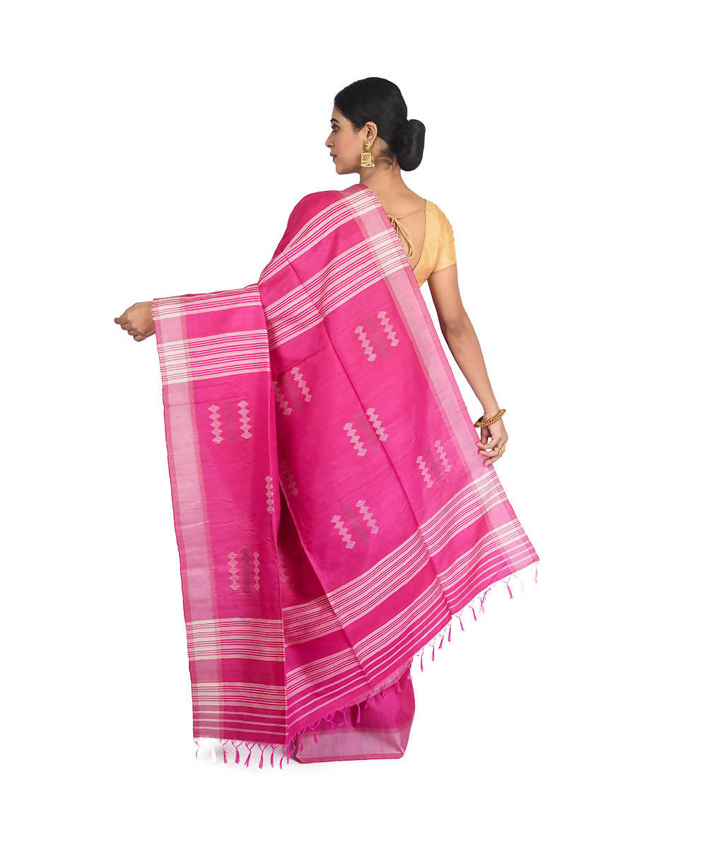 Pink Bengal handloom handspun tussar saree