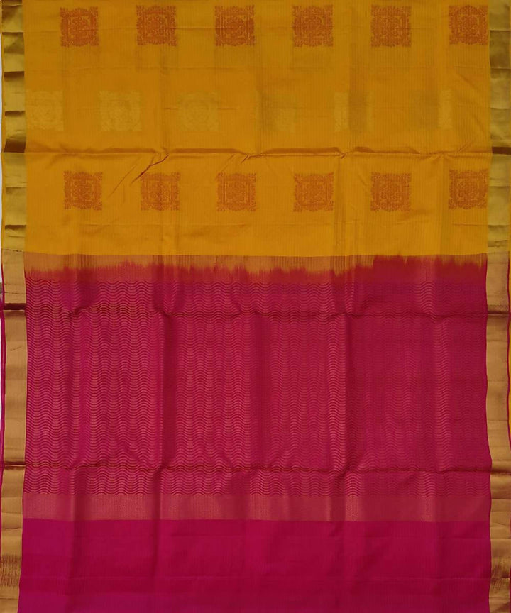 Yellow pure handloom soft silk saree