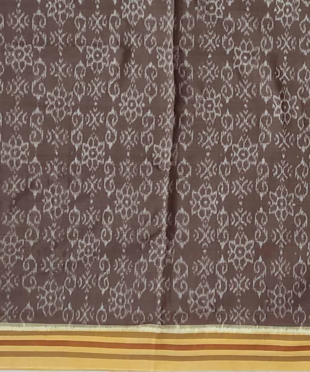 Antique bronze mustard handwoven cotton ikat nuapatna saree