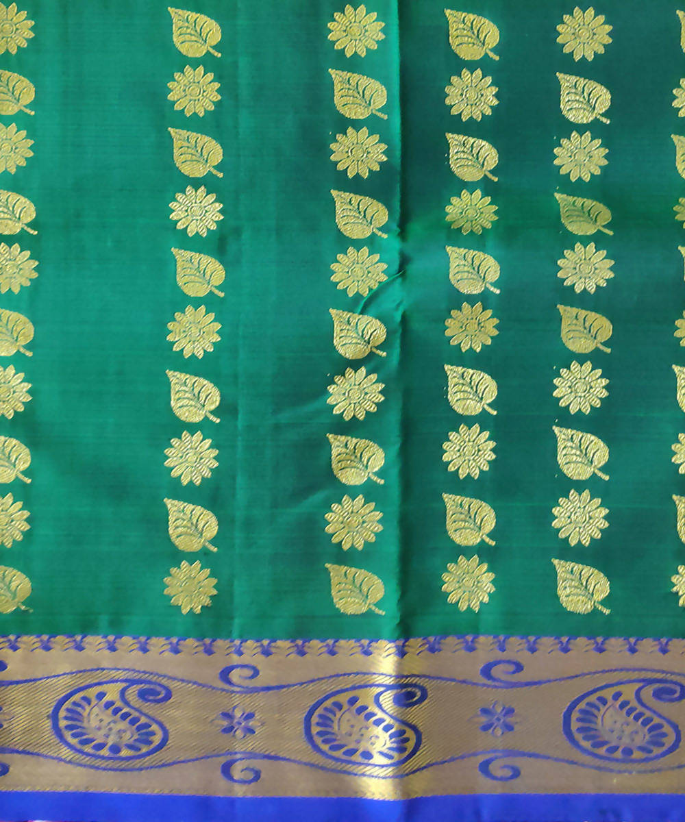green blue handwoven venkatagiri silk saree