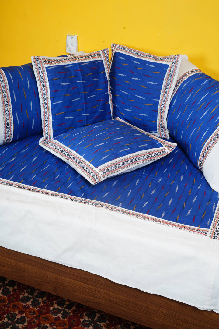 Dark Ink Blue Handloom Pochampally Diwan Set