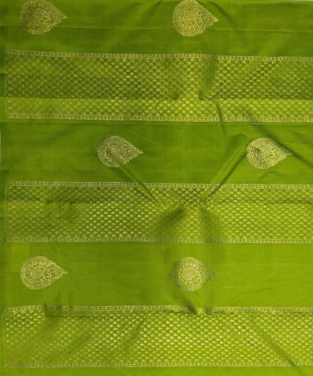 Olive green handloom partly kanchi silk saree