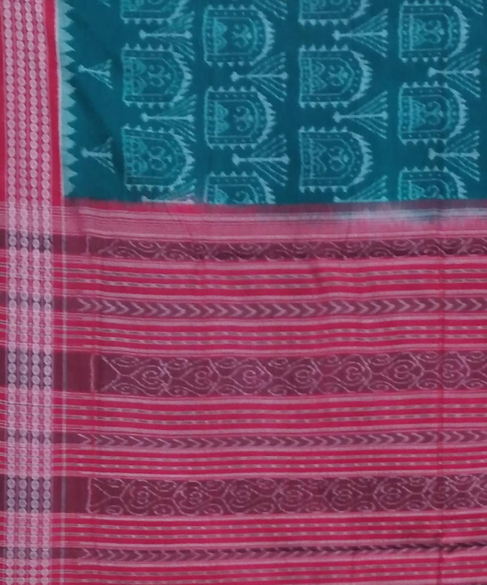 Celadon blue pink handwoven cotton sambalpuri saree