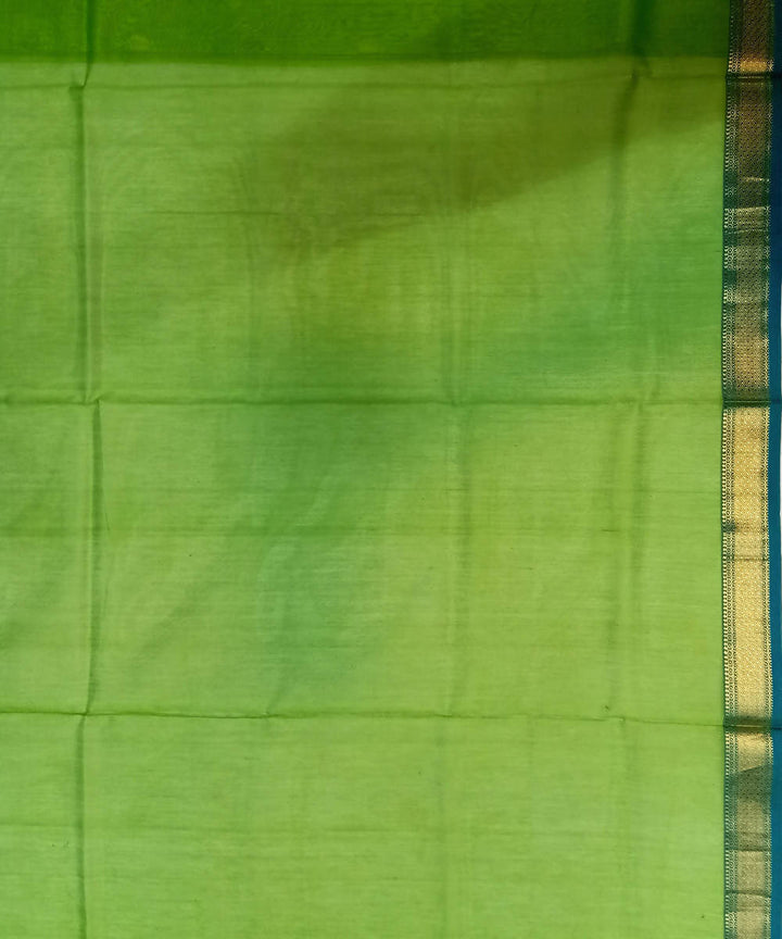 Maheshwari Handloom Parrot Green Cotton Silk Saree