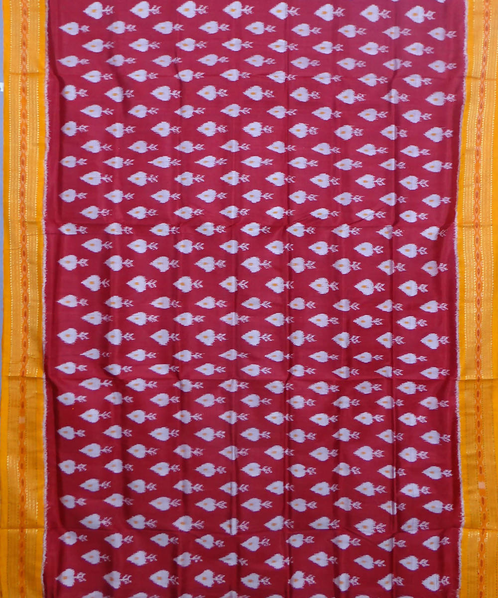 Pink yellow handwoven silk khandua saree