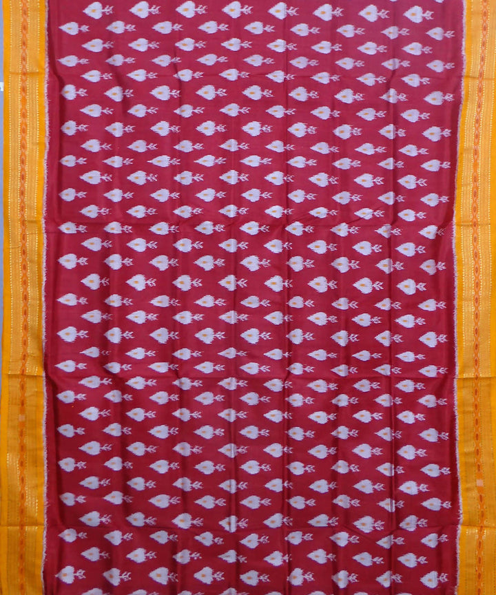 Pink yellow handwoven silk khandua saree